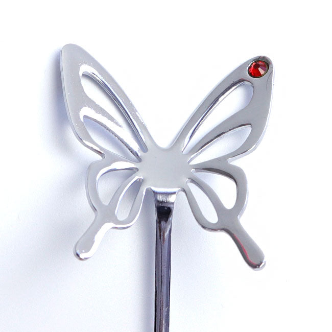 Japanese Tea Spoon – Butterfly Design Silver Red | TAKAKUWA KINZOKU