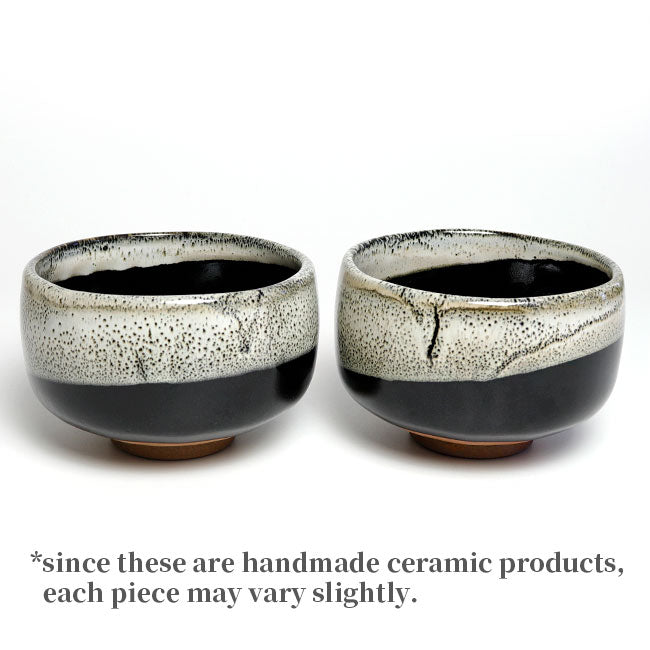 Japanese Matcha Bowl – Black and White Tenmoku Chawan | Mino Ware Made in Japan
