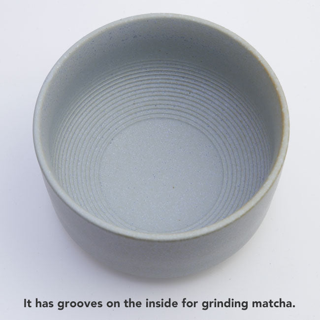 Matcha Latte Bowl – Small Size with Wooden Stick – Mino Ware – Light Blue