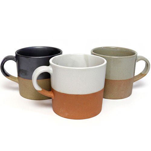 Mino Ware Ceramic Mug – Glazed Top & Raw Clay Base Black, 200ml | Made in Japan - MatchaJP