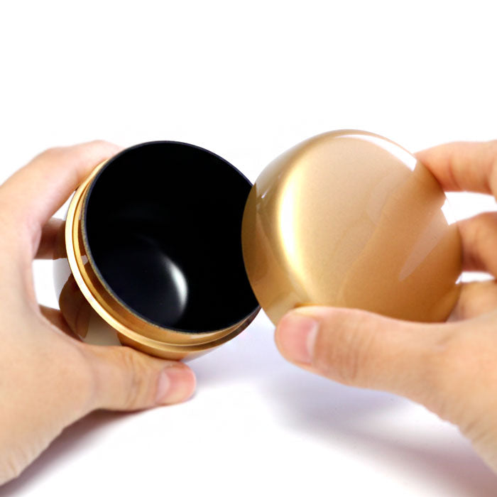 Medium Matcha Tea Caddy Natsume – Gold Design with Black Interior | Yamanaka Lacquerware Made in Japan
