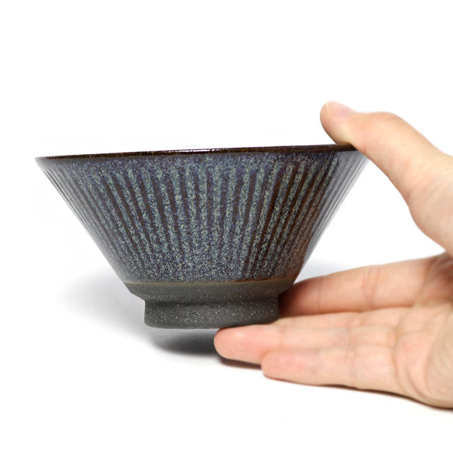 Rice Bowl Indigo Shinogi | Mino Ware Made in Japan