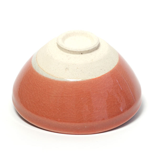 Matcha Bowl Coral Pink Flat Shape | Mino Ware Chawan Made in Japan