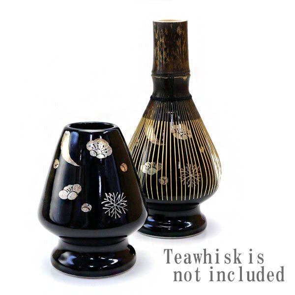 Tea whisk holder Snow Moon Flowers at night KAIHOU YAGI painting - MatchaJP