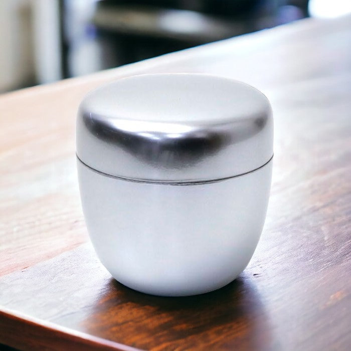 Matcha Tea Caddy Natsume, Silver painting inner black