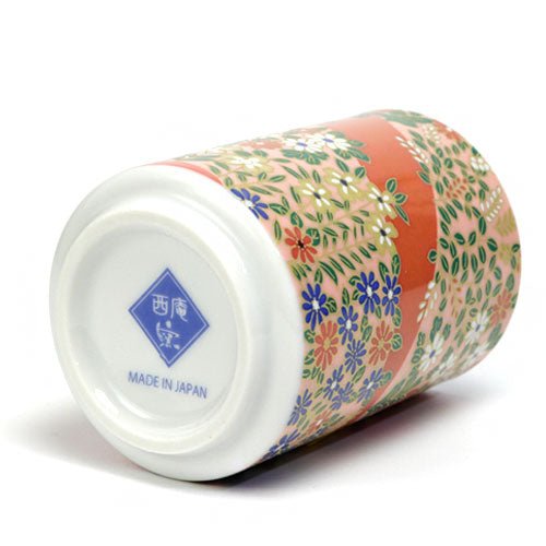 Mino - yaki Yunomi Tea Cup – Flower Pattern 04 | Japanese Mino Ware - MatchaJP