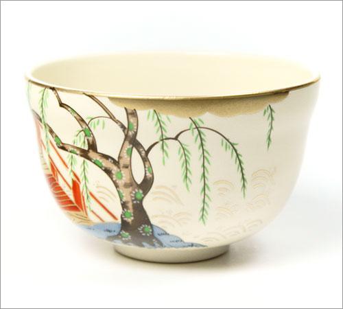 Matcha Tea Bowl White Base Yanagibashi Kyō ware