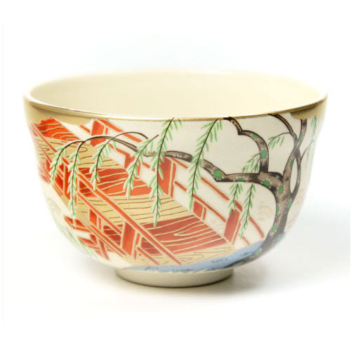 Matcha Tea Bowl White Base Yanagibashi Kyō ware