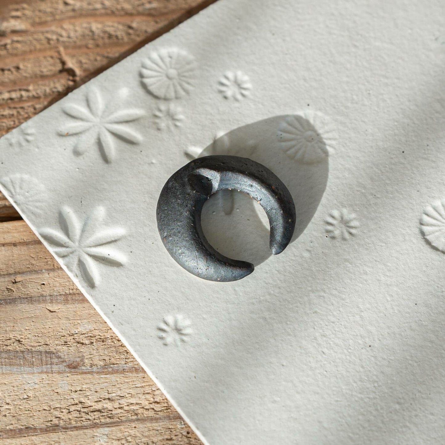 Japanese Chopstick Rest – Moon Black | Mino Ware Matcha Scoop Rest Made in Japan