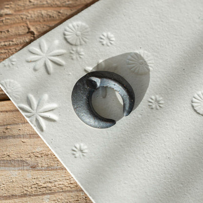 Japanese Chopstick Rest – Moon Black | Mino Ware Matcha Scoop Rest Made in Japan