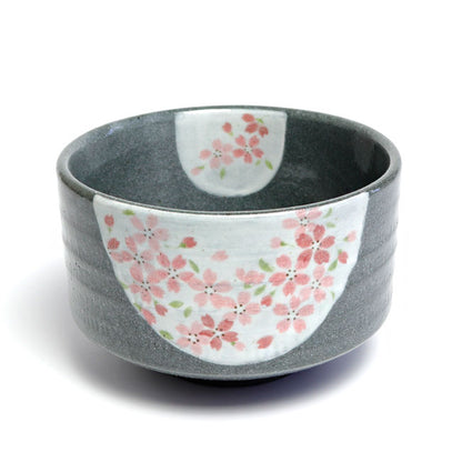 Japanese Matcha Tea Bowl – Cherry Blossom Mino Ware (Gray Tone) | Handmade in Japan