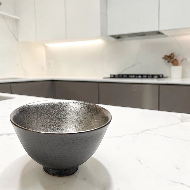 Japanese Matcha Tea Bowl – Silver Interior Hasami Ware | Made in Japan