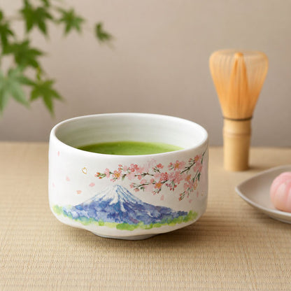 Matcha Bowl Mt. Fuji & Sakura | Mino Ware Chawan Made in Japan