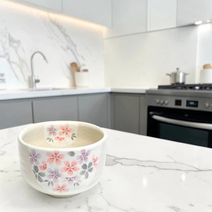 Japanese Matcha Tea Bowl – Cherry Blossom Mino Ware | Handmade in Japan