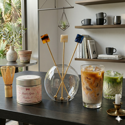 Japanese Tea Spoon – Square Design Tortoiseshell Amber | TAKAKUWA KINZOKU Made in Japan