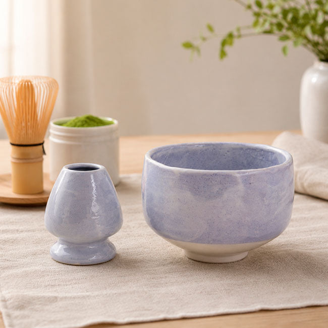 Blue Shino Matcha Bowl – Japanese Mino Ware Ceramic