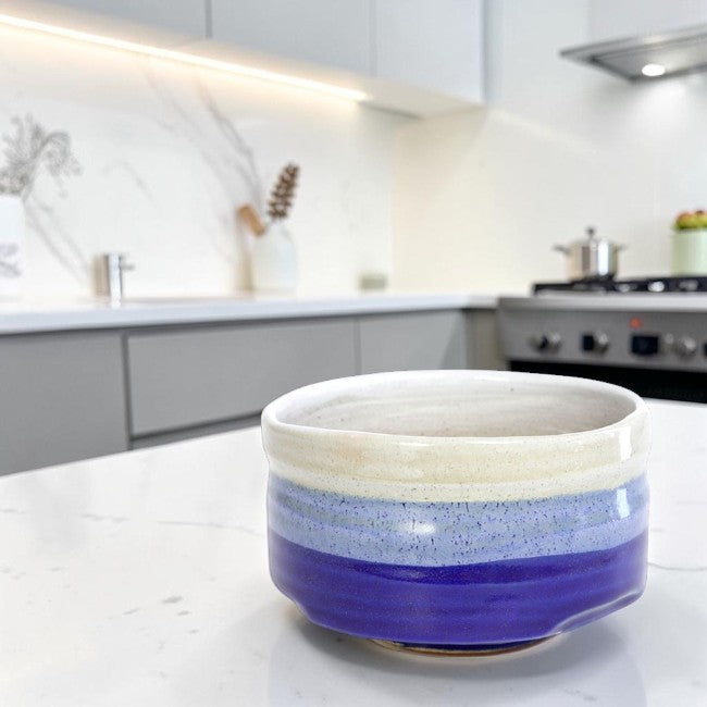 Japanese Matcha Bowl – Blue Iridescent Chawan | Mino Ware Made in Japan