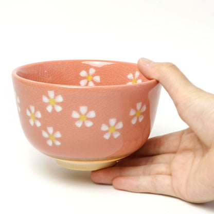 Matcha Bowl Red Floral | Mino Ware Chawan Made in Japan