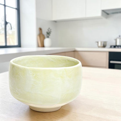 Yellow Shino Matcha Bowl – Japanese Mino Ware Ceramic