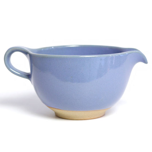 Lavender Blue Matcha Bowl with Handle and Spout – Handcrafted Mino Ware, Perfect for Matcha Lattes