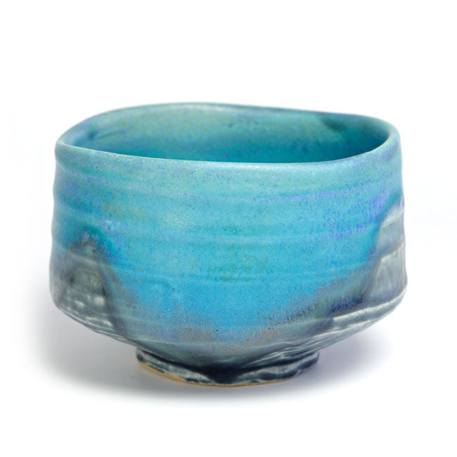 Japanese Matcha Bowl – Turquoise Blue Chawan | Mino Ware Made in Japan