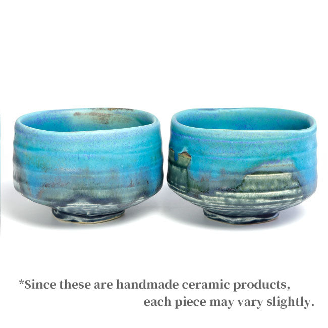 Japanese Matcha Bowl – Turquoise Blue Chawan | Mino Ware Made in Japan