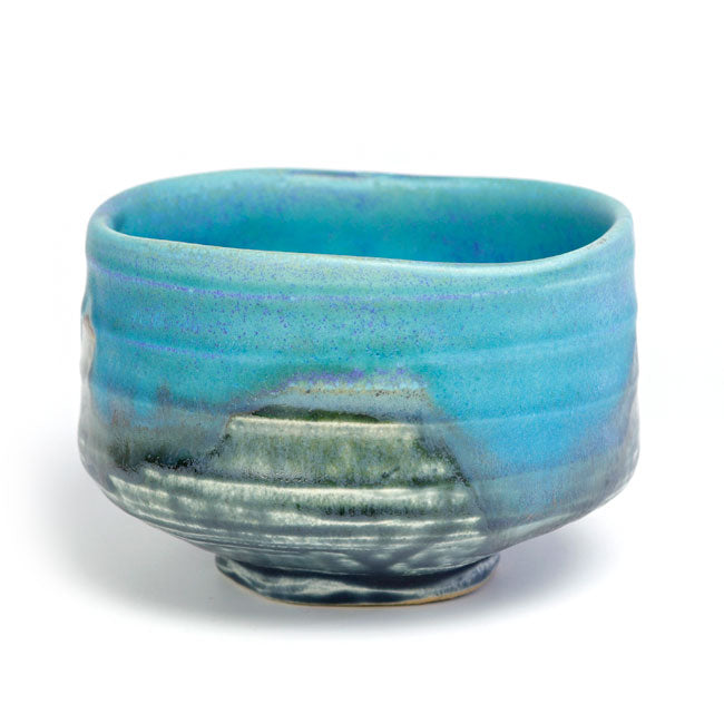 Japanese Matcha Bowl – Turquoise Blue Chawan | Mino Ware Made in Japan