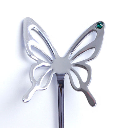 Japanese Tea Spoon – Butterfly Design Silver Green | TAKAKUWA KINZOKU