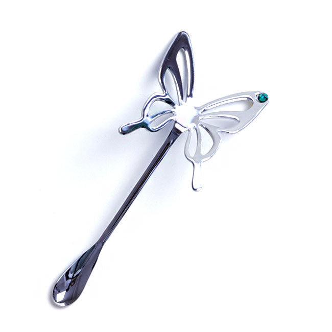 Japanese Tea Spoon – Butterfly Design Silver Green | TAKAKUWA KINZOKU
