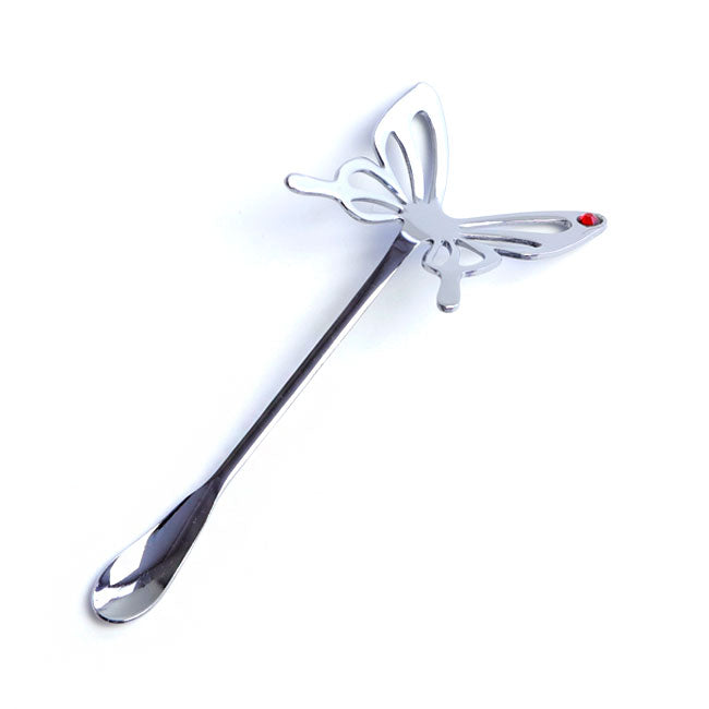 Japanese Tea Spoon – Butterfly Design Silver Red | TAKAKUWA KINZOKU