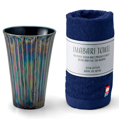 Japanese Gift Set – Porcelain Cup & Navy Imabari Towel | Made in Japan