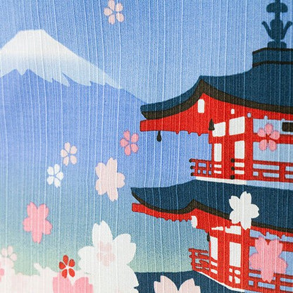 Furoshiki handkerchief 19.7 inches Cherry blossoms, five - story pagoda, Mt. Fuji - MatchaJP
