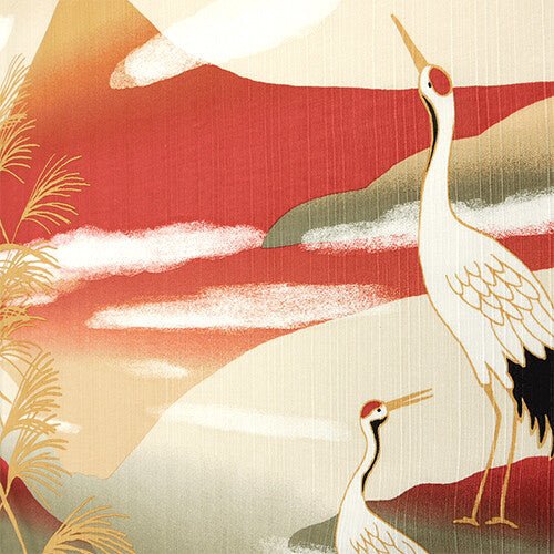 Furoshiki handkerchief 19.7 inches Crane and scarlet Fuji - MatchaJP