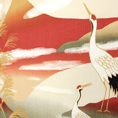 Furoshiki handkerchief 19.7 inches Crane and scarlet Fuji - MatchaJP
