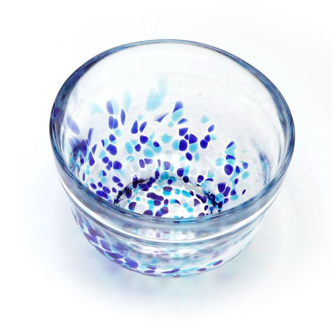 Glass matcha bowl MATSUGAOKA CRAFT "Blue Sea" - MatchaJP