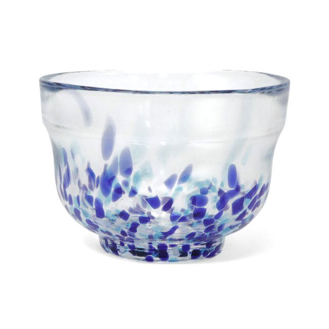 Glass matcha bowl MATSUGAOKA CRAFT "Blue Sea" - MatchaJP