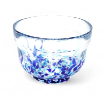Glass matcha bowl MATSUGAOKA CRAFT "Blue Sea" - MatchaJP