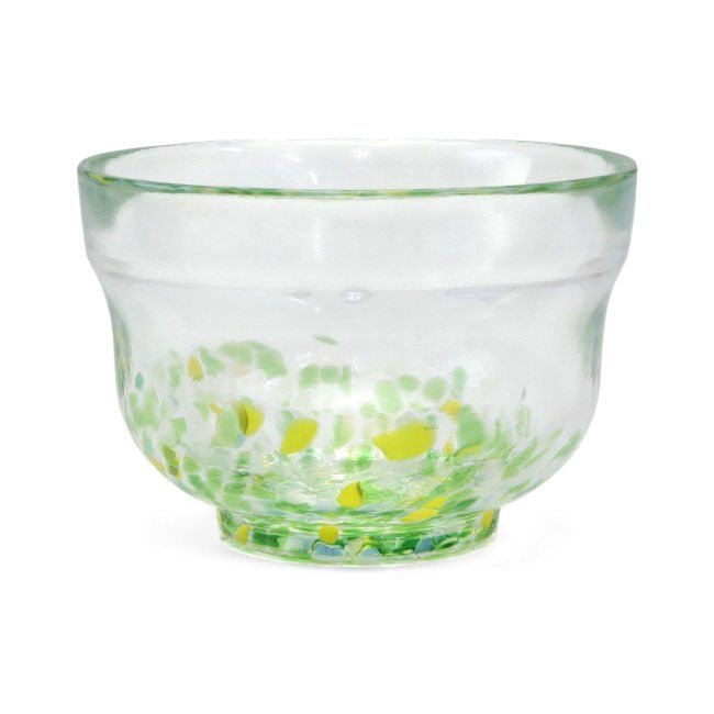 Glass matcha bowl MATSUGAOKA CRAFT "GREEN" - MatchaJP