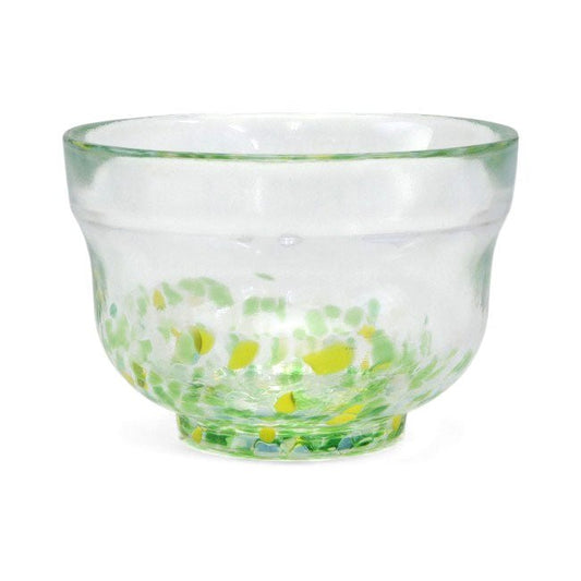 Glass matcha bowl MATSUGAOKA CRAFT "GREEN" - MatchaJP