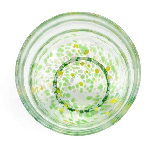 Glass matcha bowl MATSUGAOKA CRAFT "GREEN" - MatchaJP