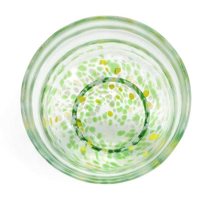 Glass matcha bowl MATSUGAOKA CRAFT "GREEN" - MatchaJP
