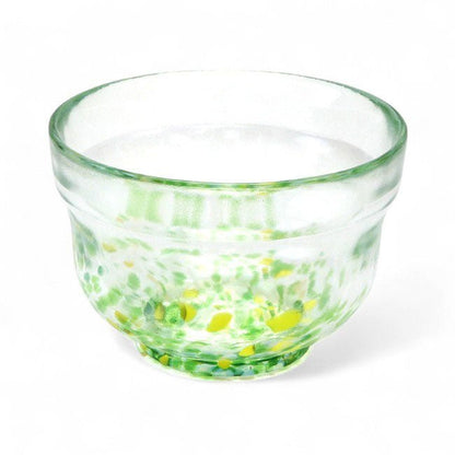 Glass matcha bowl MATSUGAOKA CRAFT "GREEN" - MatchaJP