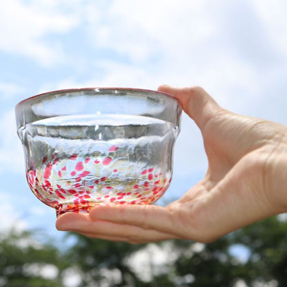 Glass matcha bowl MATSUGAOKA CRAFT "SAKURA" - MatchaJP