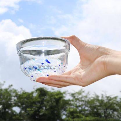 Glass matcha bowl MATSUGAOKA CRAFT "SNOW" - MatchaJP