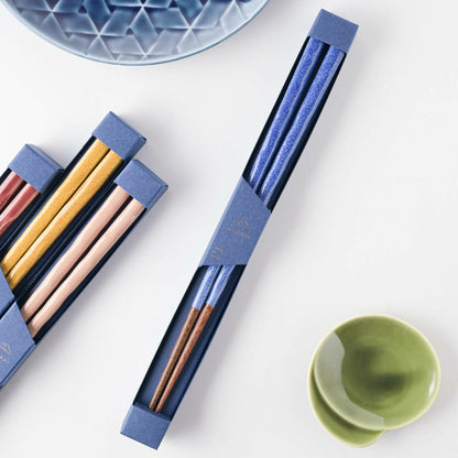 Japanese Chopsticks – Blue Finish | KURABI Natural Wood Made in Japan