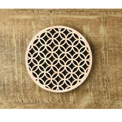 Hinoki coaster with traditional Japanese pattern, laser processing, "Cloisonne" - MatchaJP