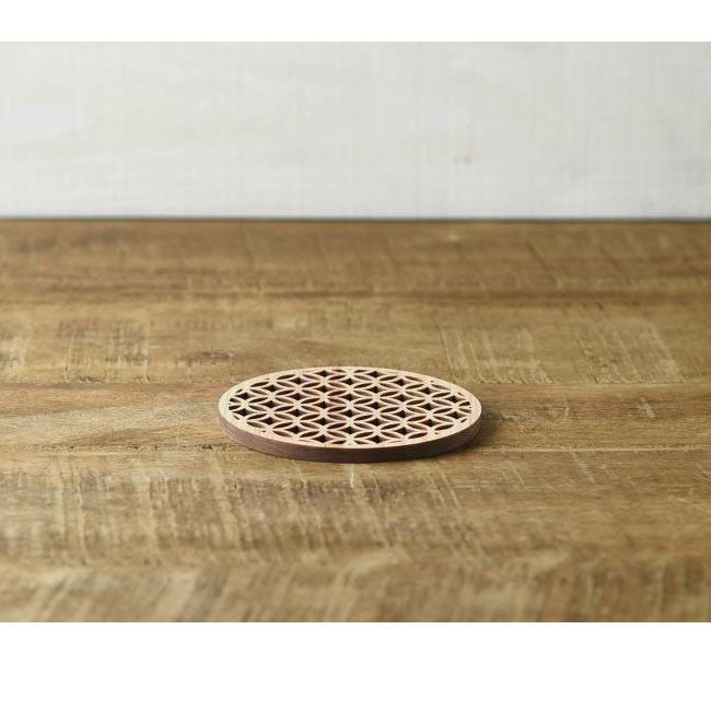 Hinoki coaster with traditional Japanese pattern, laser processing, "Cloisonne" - MatchaJP