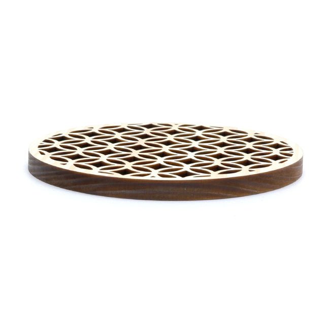 Hinoki coaster with traditional Japanese pattern, laser processing, "Cloisonne" - MatchaJP