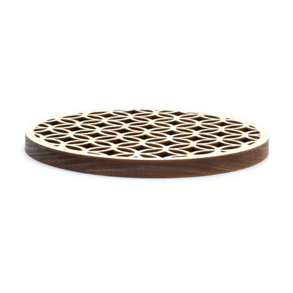Hinoki coaster with traditional Japanese pattern, laser processing, "Cloisonne" - MatchaJP