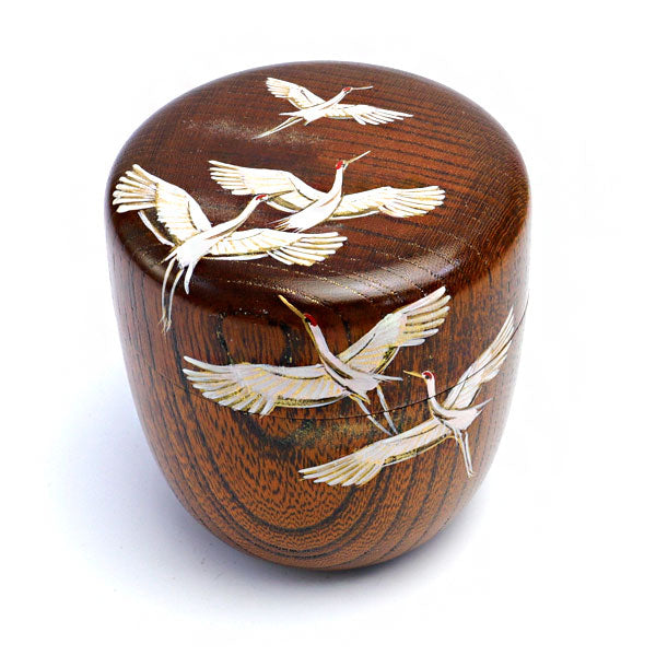 Matcha tea caddy Natsume crane made by Keiho Sugaya